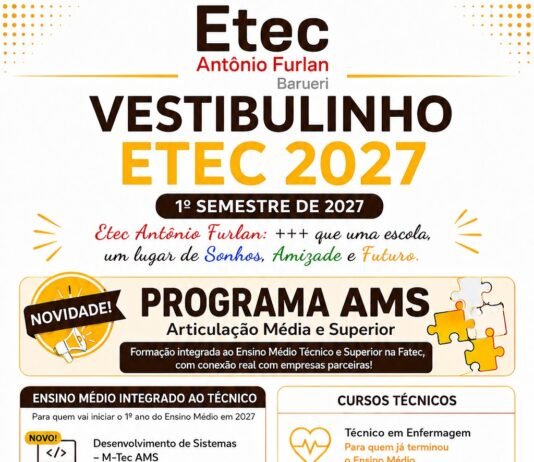 Vestibulinho da Etec Antônio Furlan já tem prazo aberto para redução da taxa